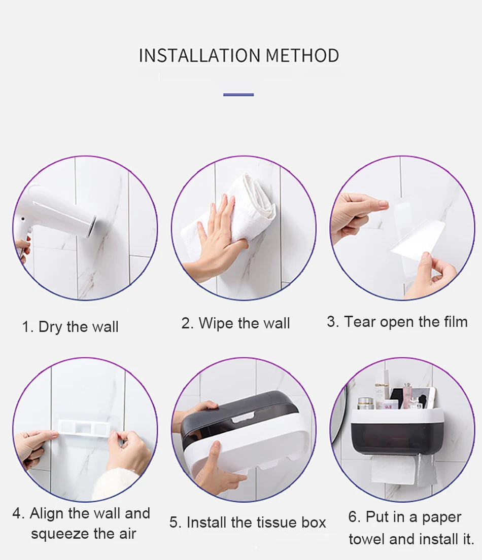 GUNOT Wall-mounted Toilet Paper Dispenser Portable Toilet Paper Holder Home Decoration Accessories Waterproof Tissue Storage Box