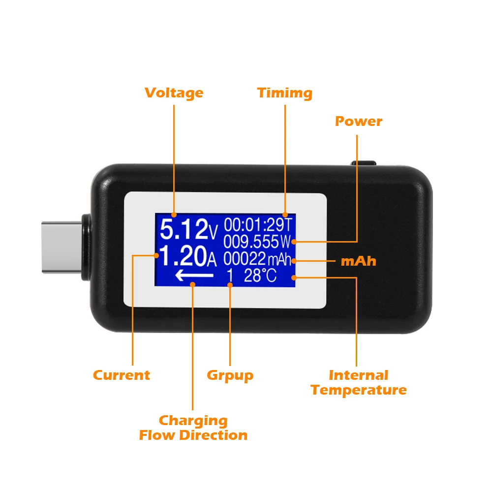 Тип-c тестер USB Тестер DC Цифровой вольтметр напряжение измеритель тока Амперметр детектор power Bank зарядное устройство вольтметр с индикатором