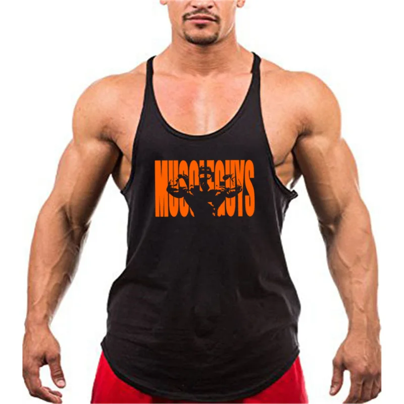 

Muscleguys одежда для фитнеса хлопковые мужские майки Бодибилдинг Стрингер 1 см плечевой ремень жилет для спортзала Сексуальная футболка для тр...