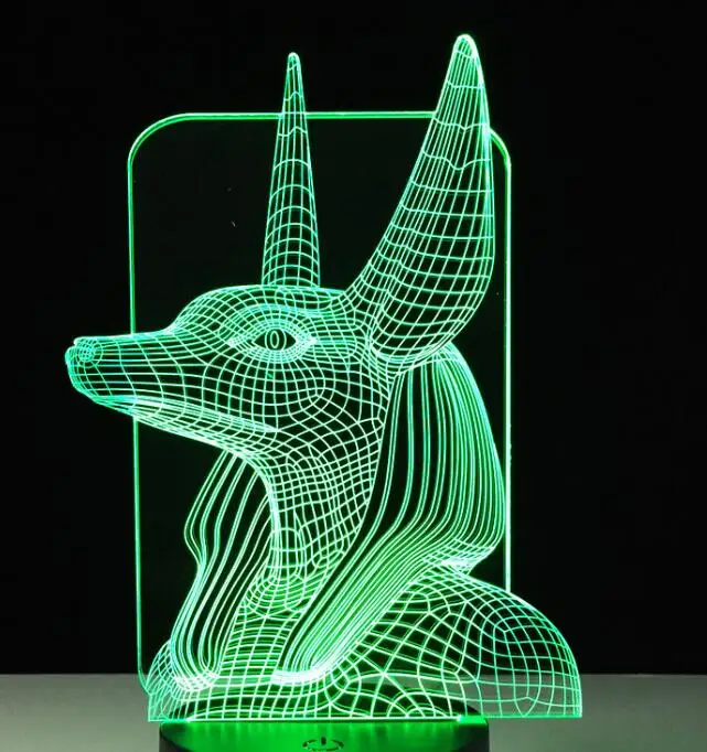 Egypt 3 7 цветов Изменение египетского Anubis 3D Bulbing лампа Иллюзия изменение цвета Настольный светильник с черным сенсорным базовый Декор ночной Светильник Прямая поставка - Испускаемый цвет: Egypt 3