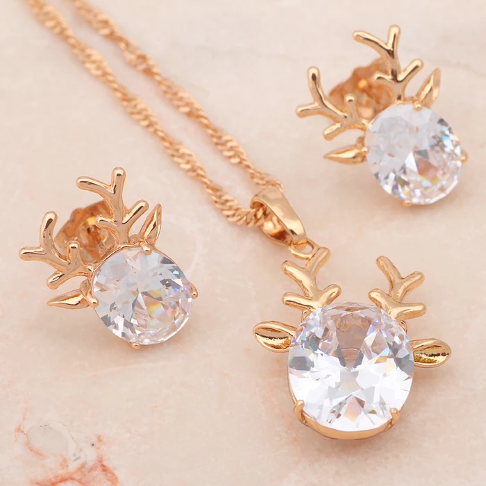 Cute Sheep Gold Tone Fashion Jewelry sets Necklace Earrings Zirconia Austrian SWA Element Health Nickel &amp Lead free JS326A | Украшения и