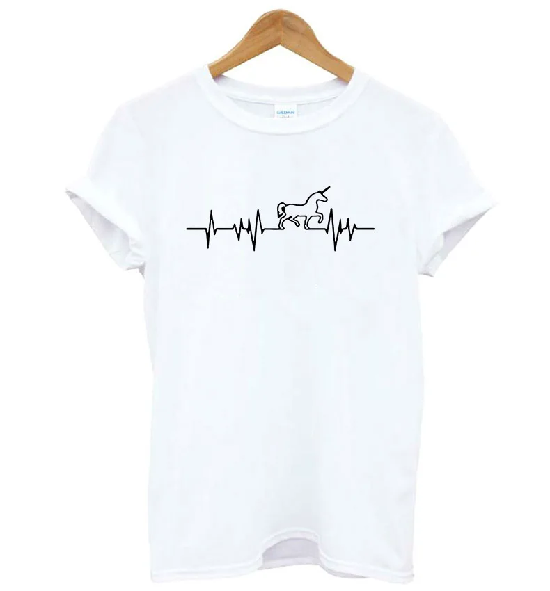 

Unicorn Heartbeat heart line Print Women tshirt Cotton Casual Funny t shirt For Lady Girl Top Tee Hipster Drop Ship F602