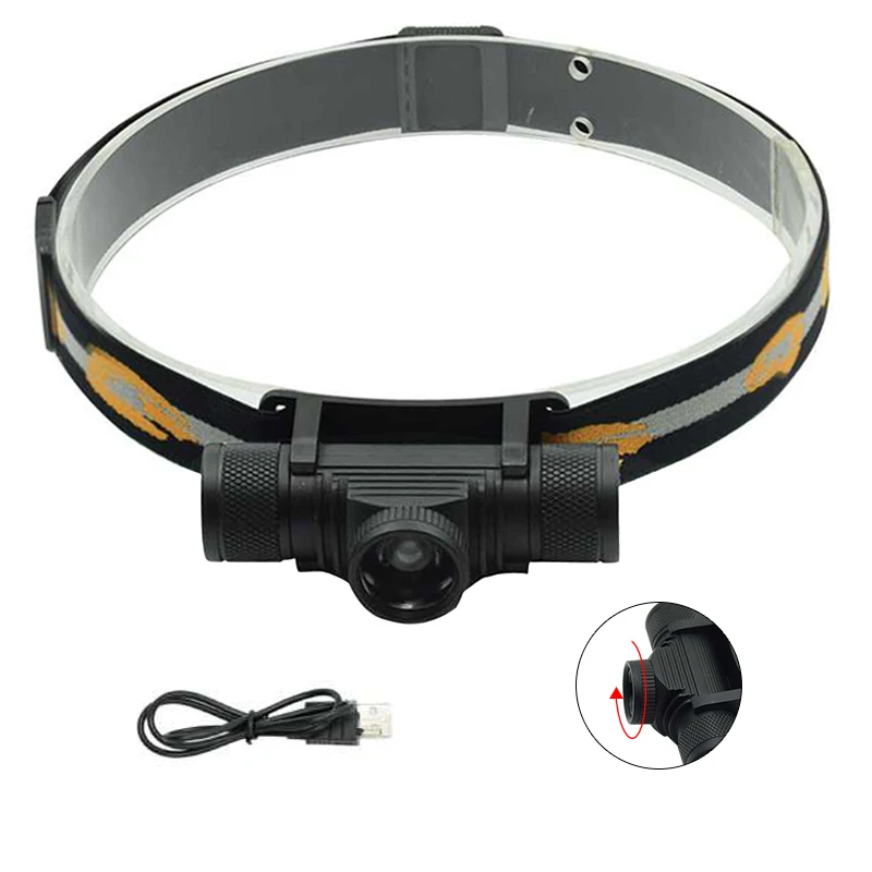 1000LM XM L2 светодиодный налобный фонарь usb зарядка мощный Белый Свет Zoom фонарик на
