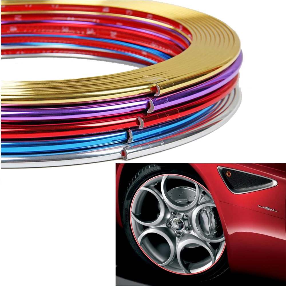 8 м ПВХ покрытие наклейки для шин декоративные Стайлинг полосы обода колеса