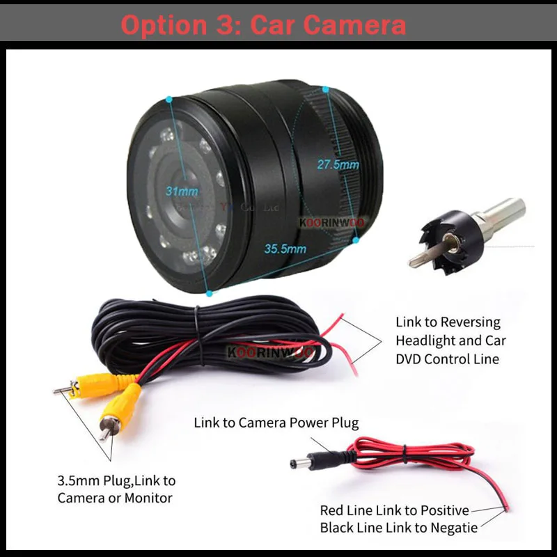 Option 3 Koorinwoo 4,3 дюймов TFT lcd Автомобильный монитор, зеркало, дисплей, 10 огней, парковочная камера заднего вида, парковка для автомобильных мониторов, помощь при парковке - Цвет: Option 3