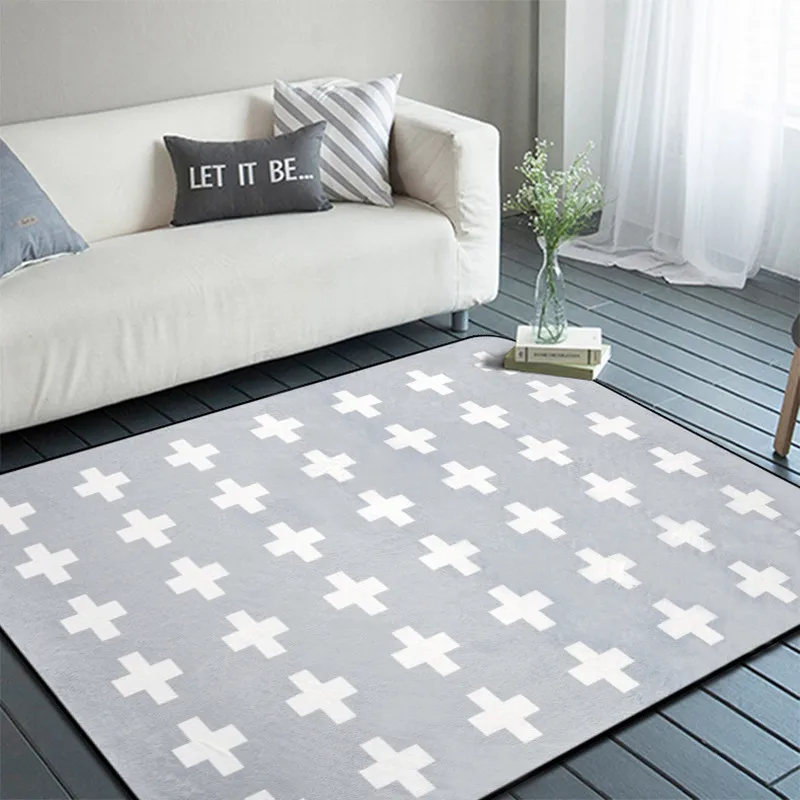 Простые серые и черные перекрестные коврики журнальный столик для гостиной