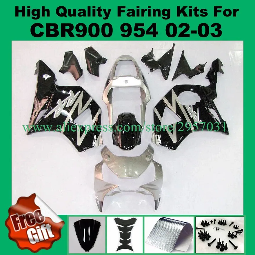 

Free screws+gifts Fairing kit for HONDA CBR900RR 954 02 03 CBR 900RR 2002 2003 ABS Silver Black L32550 Fairings bodywork