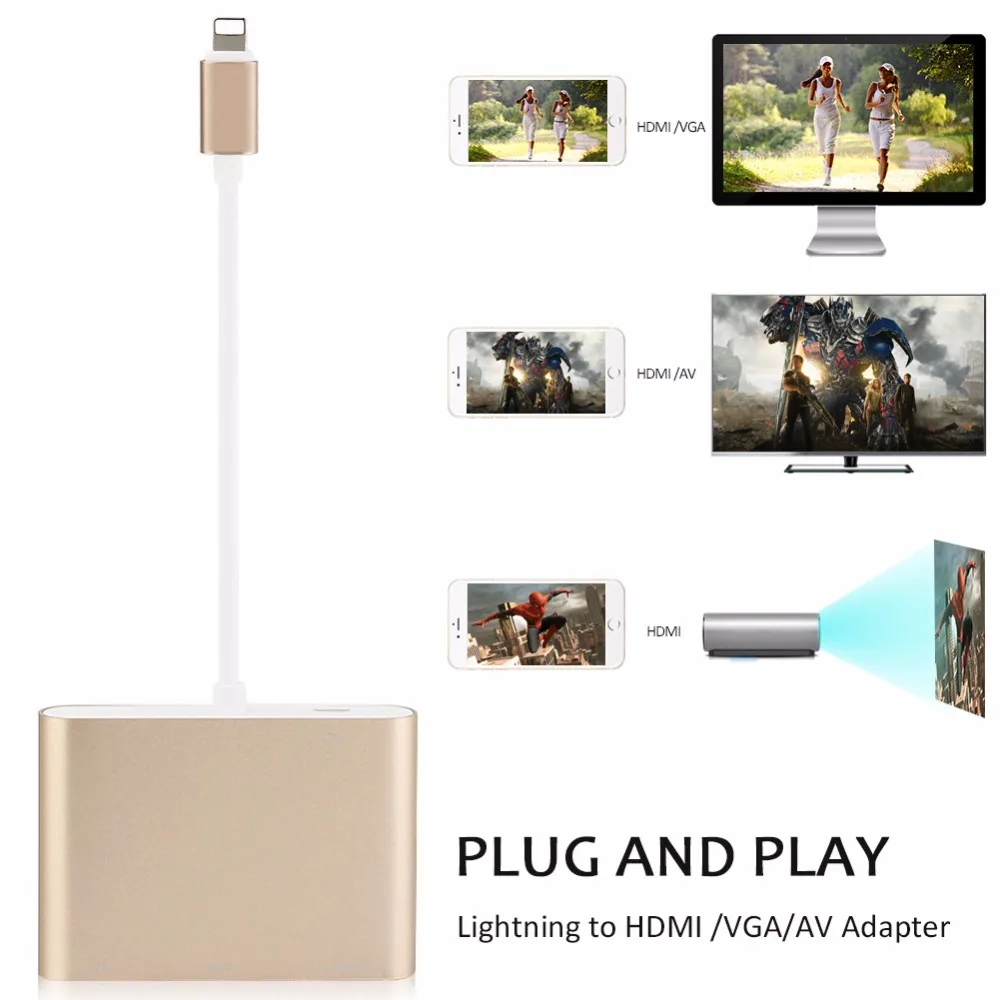 Кабель адаптер для iPhone 8 7 Plus 6 6S iPad|av cable adapter|video hdmiav |