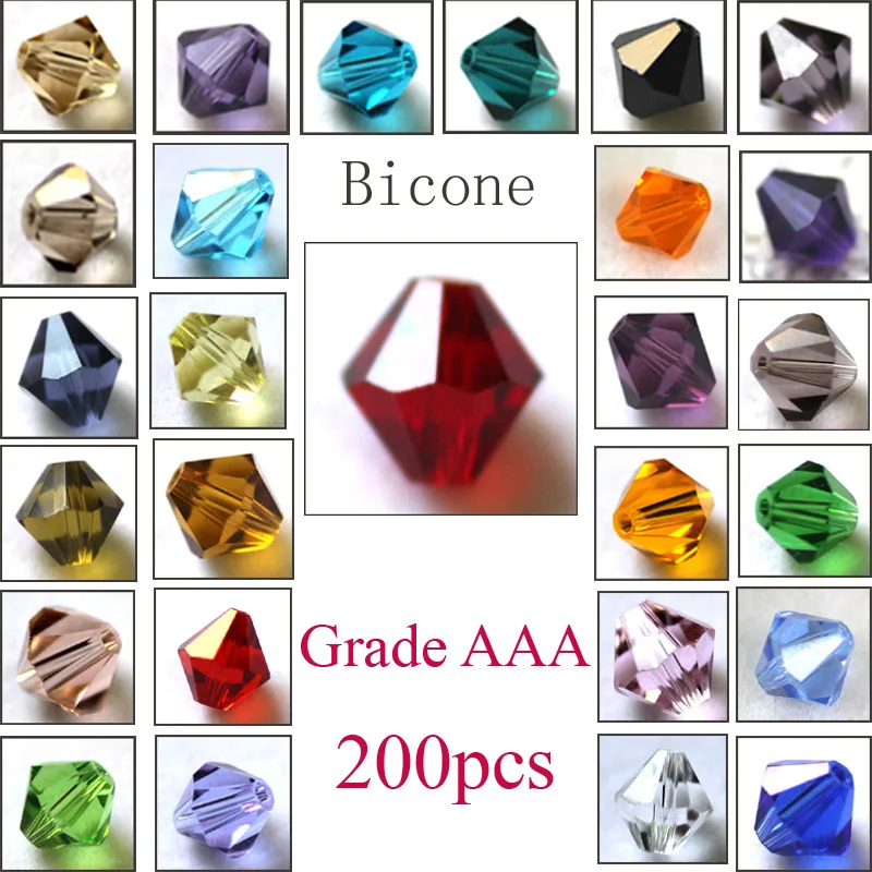 

Crystal Bicone Beads 5301 200PCS/LOT 3MM 4MM 5MM 6MM 8MM 10MM Czech Loose Faceted Glass Beads for DIY Jewelry Making