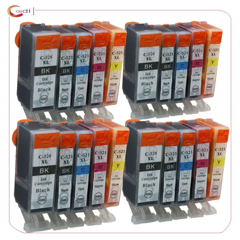 20 шт. PGI 520 CLI 521 чернильные картриджи совместимый для canon PIXMA IP3600/IP4600/IP4700 MX860