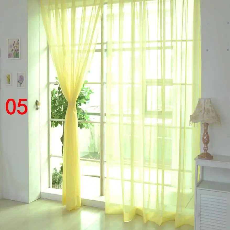 1 шт. однотонная Тюлевая занавеска на дверь окно драпировка прозрачный шарф Valances
