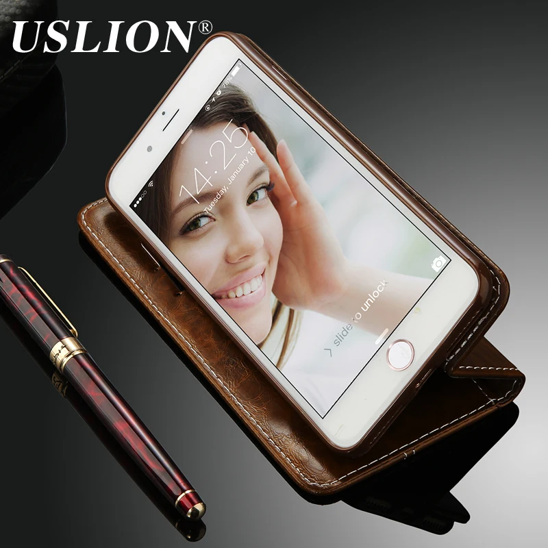 Роскошный кожаный чехол USLION с откидной крышкой для телефона iPhone 11 Pro Max 7 6 Plus