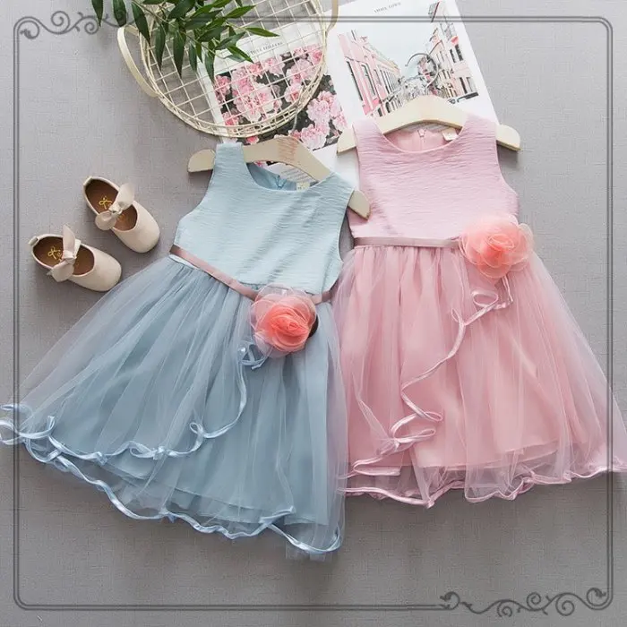 Модные платья для маленьких девочек летние хлопковые белого розового и синего