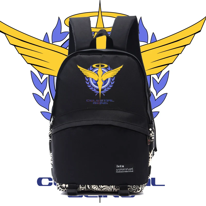 Мужской рюкзак с принтом Аниме Gundam oo черный школьный логотипом gundam celestial для