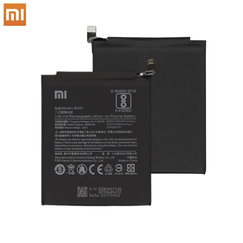 Xiao Mi сменный аккумулятор для телефона Xiaomi Redmi Note 4X/Note 4 global Snapdragon 625 4000 мАч BN43 аккумулятор для телефона