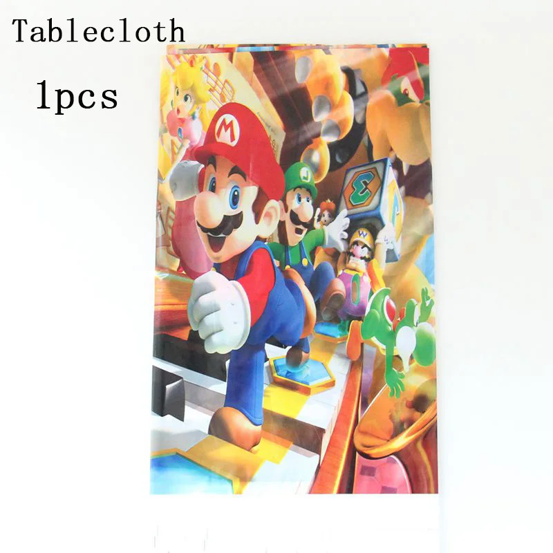 tablecloth 1pcs 10 шт. тема "Супер Марио" Вечерние бумажные стаканчики Детские стаканчики для питья мальчик с днем рождения украшения принадлежности одноразовая посуда - Цвет: tablecloth 1pcs