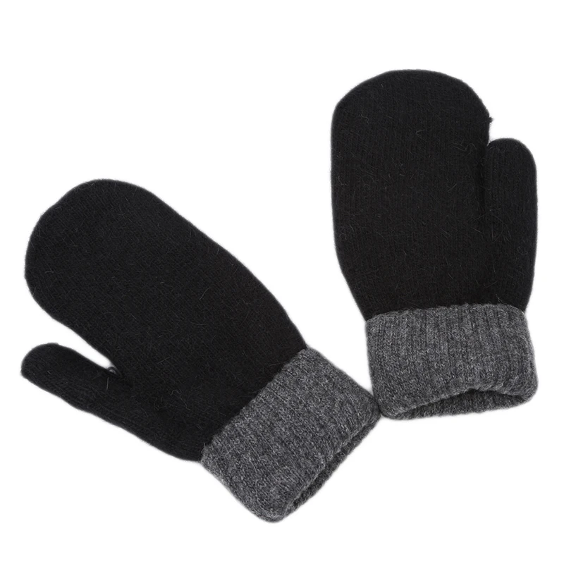 

Lovely Women Winter Warm Knitted Wool Thicker Cashmere Velvet Mittens Ladies Cute Rabbit Hair Ball Fingerless Gloves AQ992261