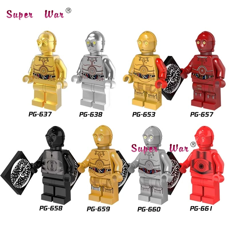 PG8023 1 комплект серии 3 Leia Skywalker Yoda C3PO R2D2 Дарт Вейдер строительные блоки игрушки для детей - Цвет: PG8023