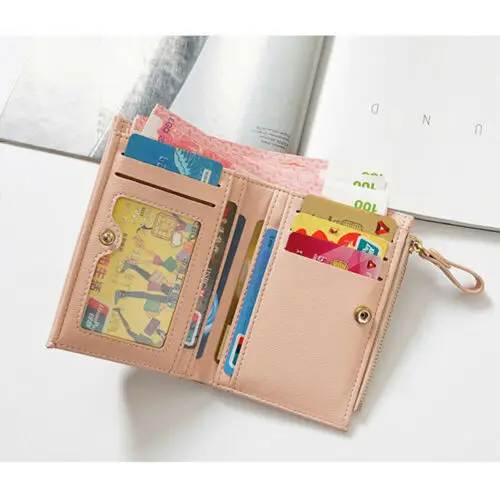 Женский маленький короткий кошелек из искусственной кожи для девочек держатель