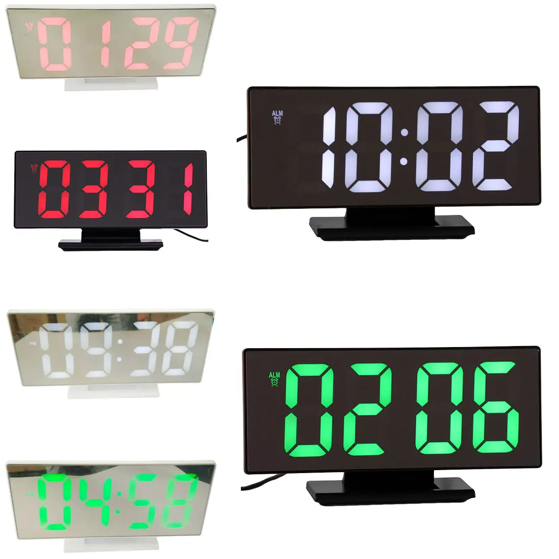

Digital Alarm Clock LED Mirror Clock Multifunction Snooze Display Time Night Table Desktop Office Home Bedroom Decoration