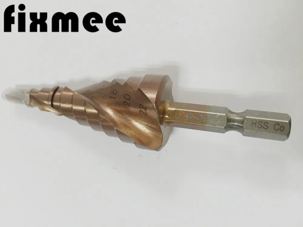 Fixmee HSS CO Кобальт спираль рифленая 4 22 мм шаг конус сверла сверло отверстие резак