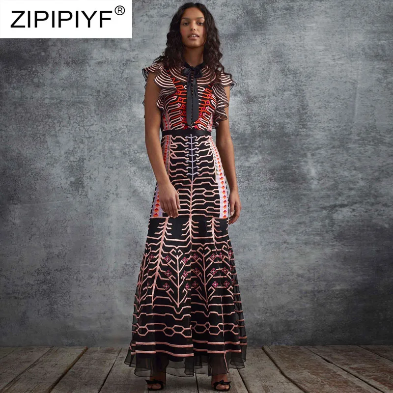 Винтаж Стиль 2019 модные женские туфли длинные Dressses с рукавом бабочкой воротник