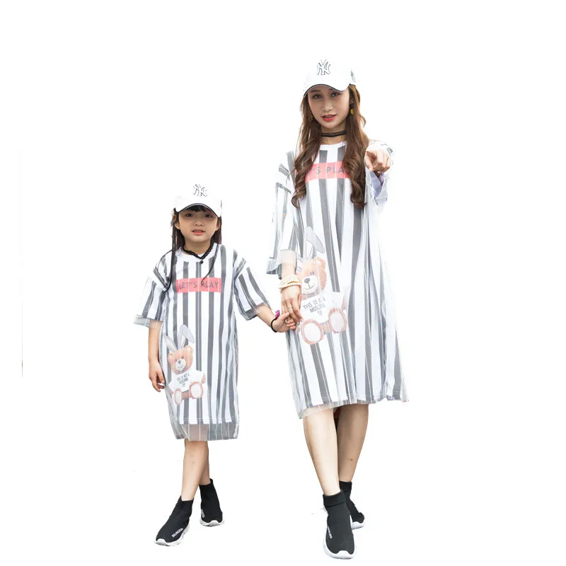 Платья для мамы и дочки элегантная одежда лето 2018 семейная платье женщин Детские - Фото №1