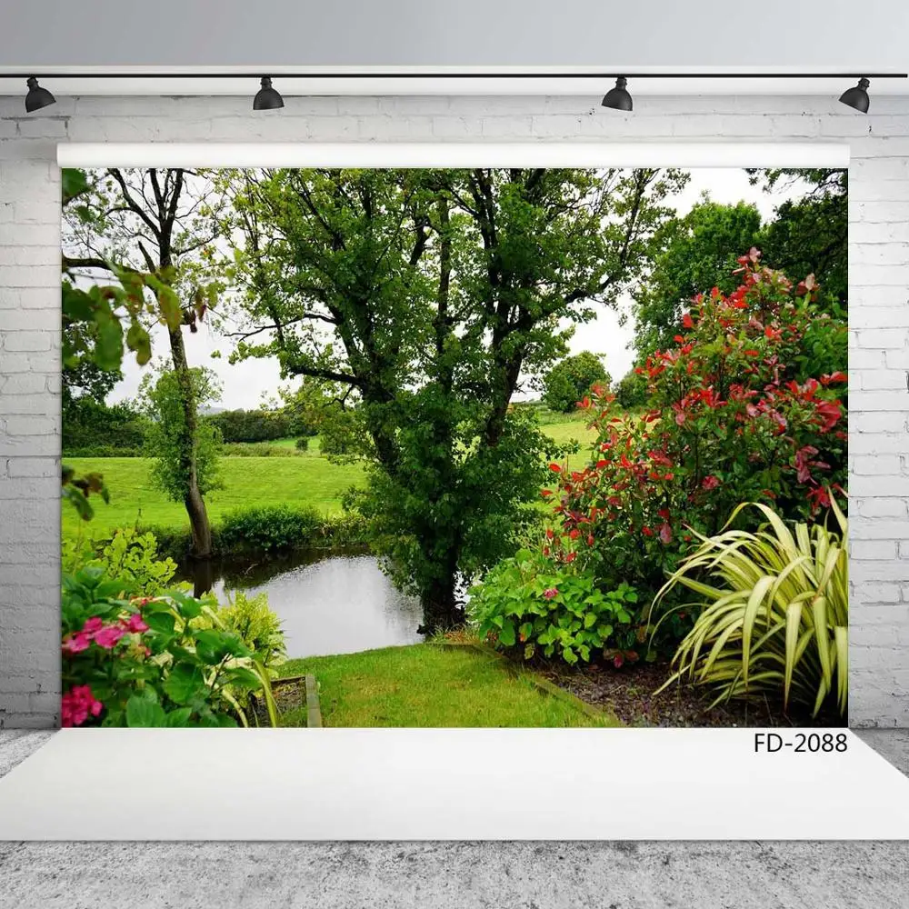 Фон для фотосъемки с живописным прудом фотостудии Виниловый фон детей