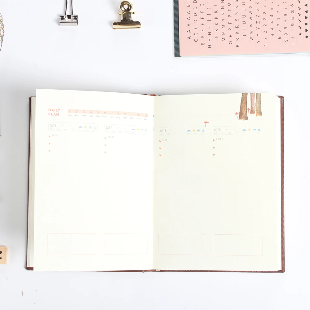 2017 милый мультяшный планер на 365 дней ярких цветов в твердом переплете для