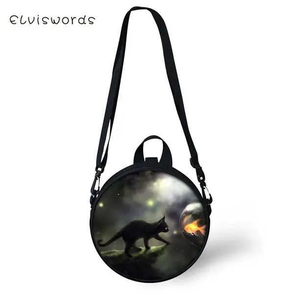 CDWX1150I ELVISWORDS Women Round Shape Crossbody Bags Dreamastic Cats Prints Cute Girls Small Purses Kawaii Pattern Women Shoulder Bags - Цвет: CDWX1150I