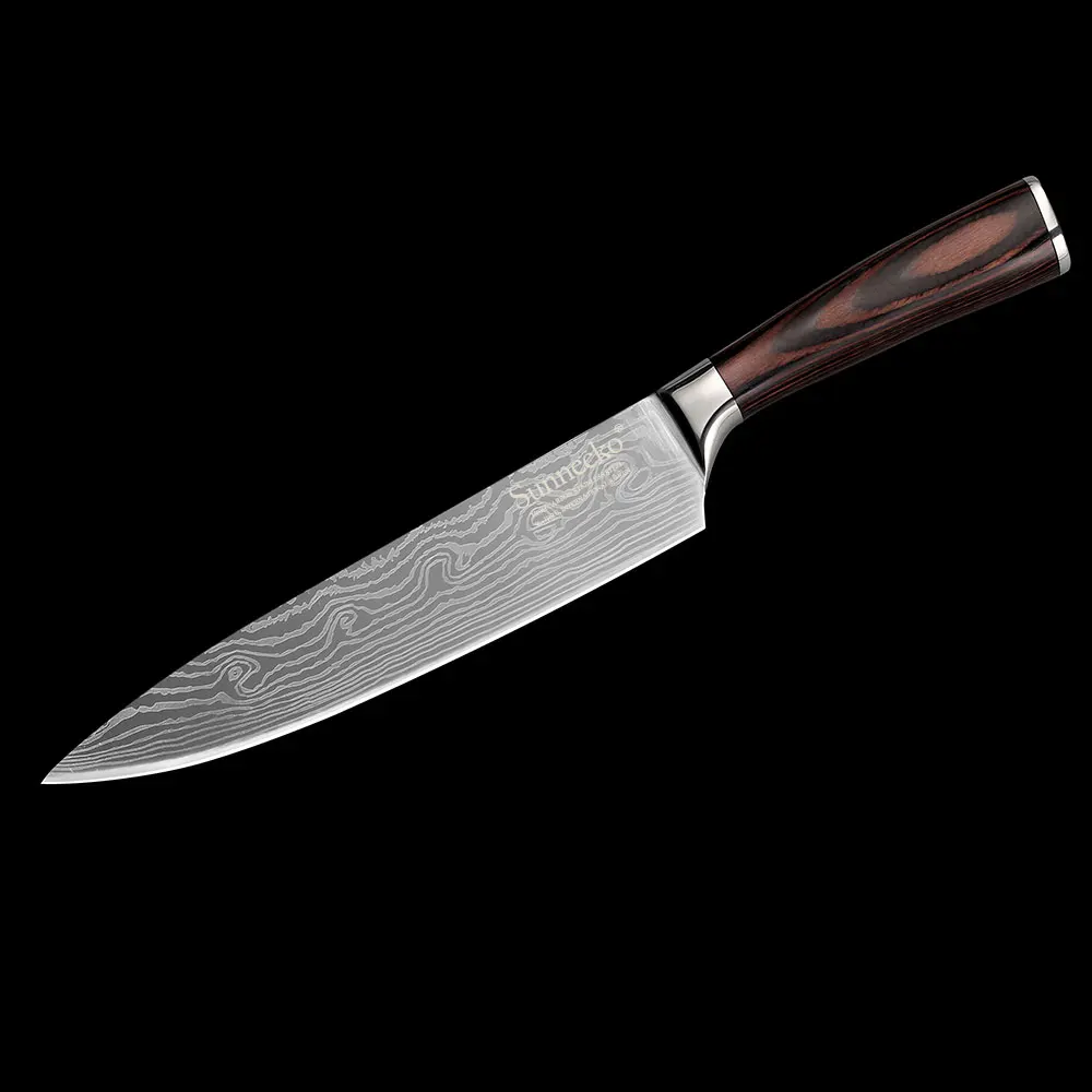 SUNNECKO Премиум 8 ''нож шеф повара из нержавеющей стали кухонные ножи с лазерным