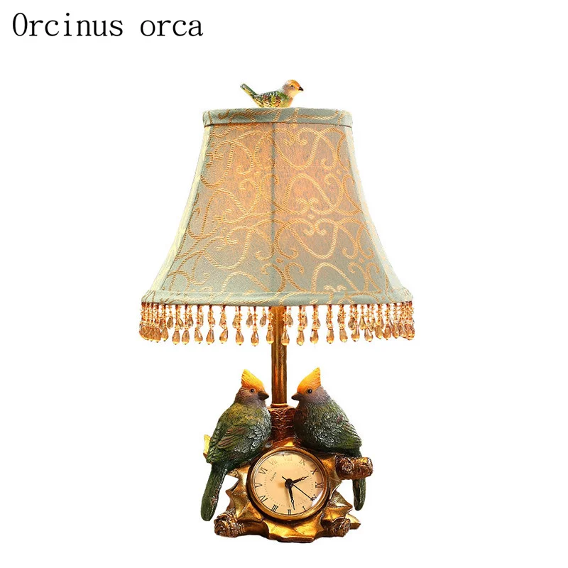 Американский Ретро креативный птичьи часы и настольная лампа прикроватная для