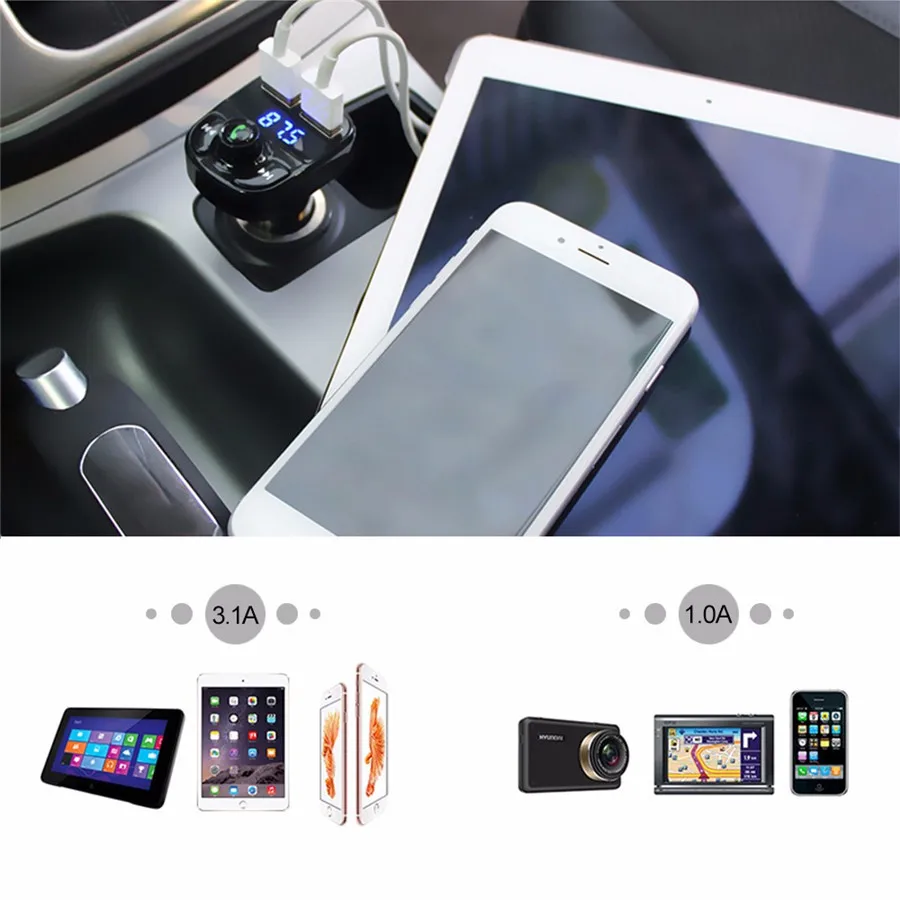 Супер Bluetooth автомобильный комплект, набор громкой связи, fm-передатчик, MP3 музыкальный плеер, 5 В, 4.1A, двойное USB Автомобильное зарядное устройство, телефон, поддержка Micro SD карты