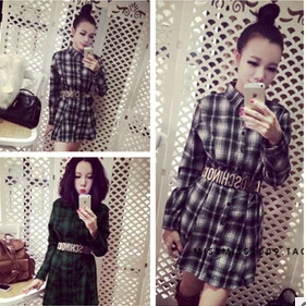 New arrival winter casual plud thick tops dress Korean version plaid shirt H2411 | Женская одежда