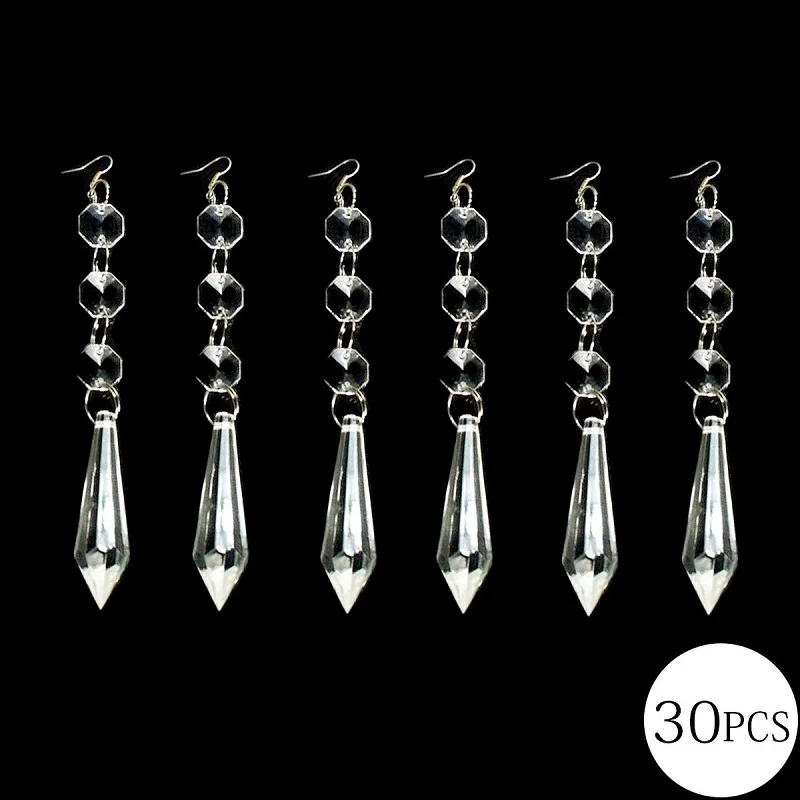 30 шт. 38 мм прозрачные подвески для люстр с восьмиугольным кристаллом 14 | Дом и сад