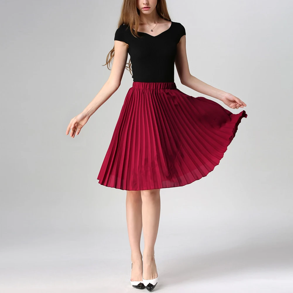 Модная элегантная плиссированная юбка Осень зима 2017 шифоновая тонкая с высокой