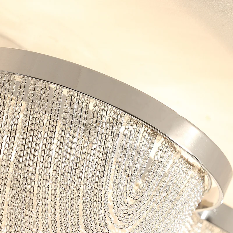 Italian Postmodern Aluminum Chain Ceiling Light Chain lamp living room lights creative personality tasseled villa lampara techo