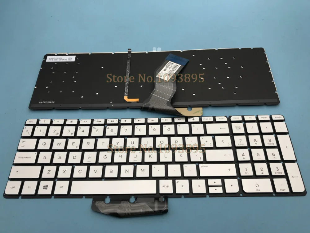 

New For HP Pavilion 15-ab126la 15-ab181la 15-ab204ns Laptop Latin Spanish Keyboard Silver Backlit