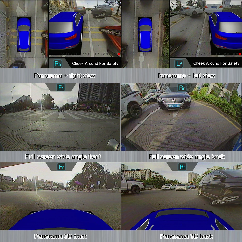 Бесшовный цифровой видеорегистратор Carsanbo 360 с функцией объемного обзора и