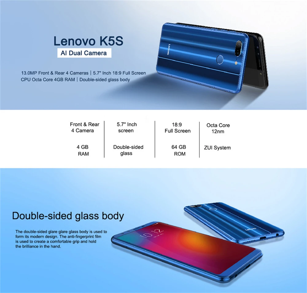 Мобильный телефон lenovo K9, 4 Гб, 32 ГБ, Восьмиядерный процессор MTK6762, 5,7 дюйма, Android 8,1, 3000 Мп+ Мп, мАч(K5S Global