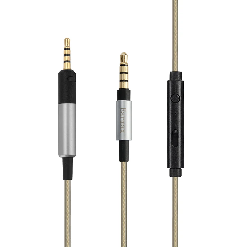 Сменный обновленный серебристый аудиокабель с удаленным микрофоном для