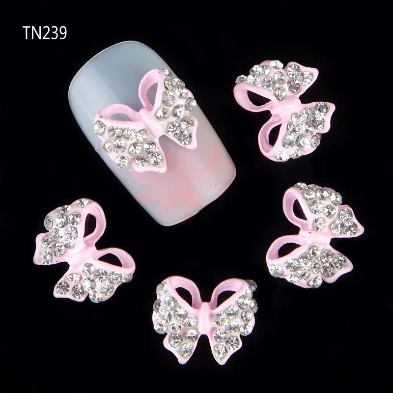 10 шт Блестящая бабочка Стразы 3d украшения для ногтей сплав наклейки