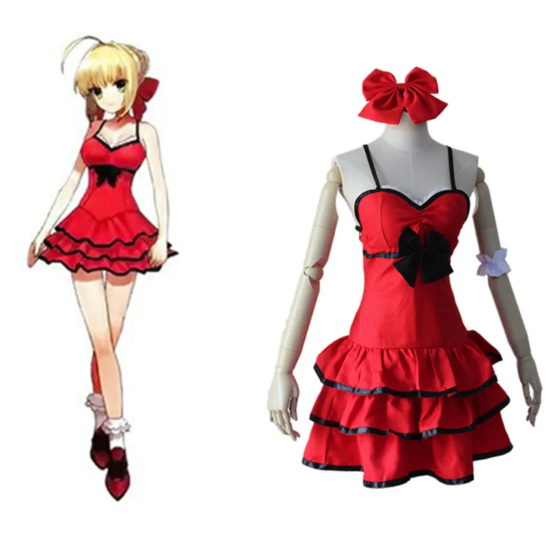 Лидер продаж игры Fate/stay Night Аниме Fate Zero Saber Косплэй Arturia Пендрагон красное платье
