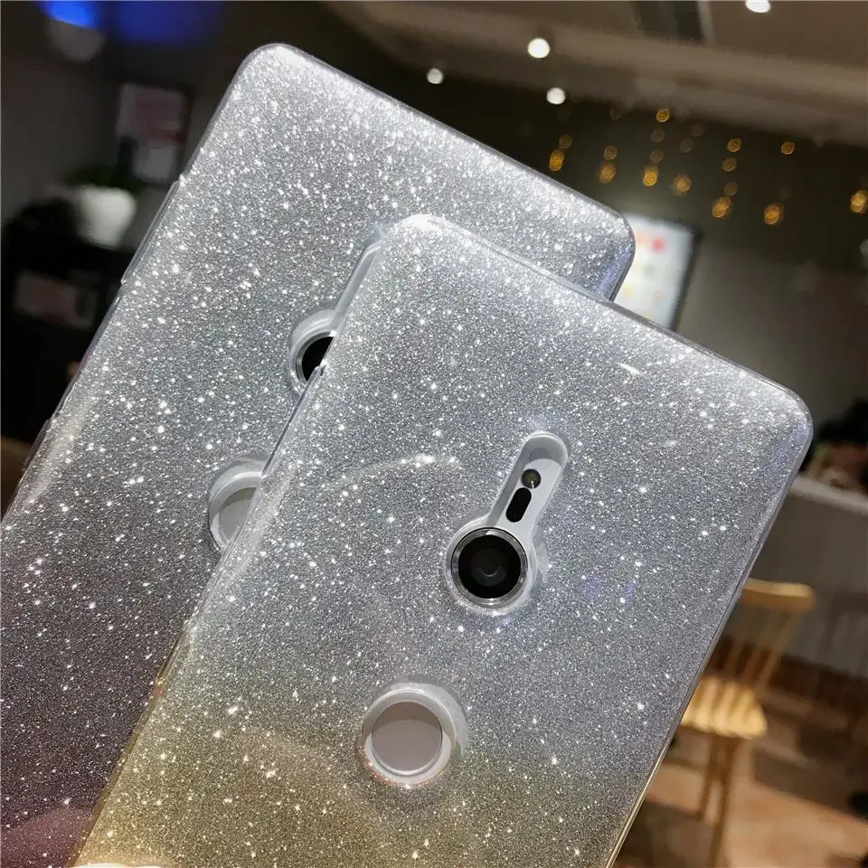 Милый Блестящий градиентный Силиконовый ТПУ чехол для Sony XZ3 XZ XZ1 XZ2 XZ4 компактный