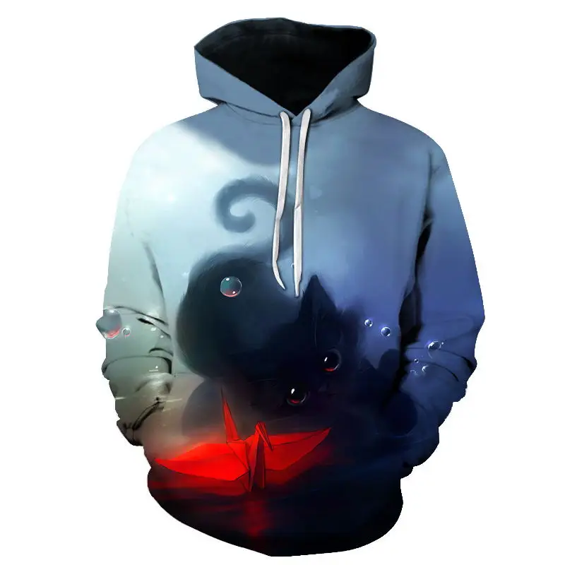 Cute Cat Printed 3D Hoodies Unisex Sweatshirts Men Women Coats Hooded Hoodie Autumn Winter Animal Tracksuits Fashion Pullover | Мужская