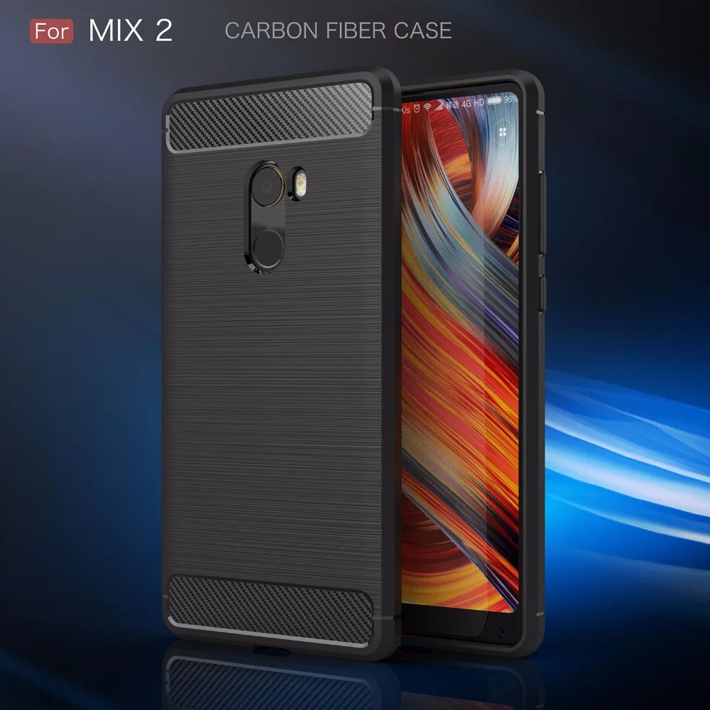 Для Xiaomi mi x 2 силиконовый чехол Мягкий ТПУ щеткой углеродного волокна Текстура