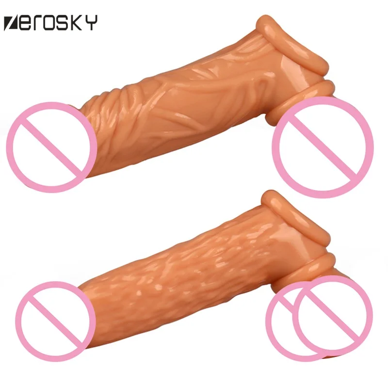 Zerosky Male Penis Extension Soft Cock Sleeve Enlarge Thickening Extender Condom For Men Sex Toys Reusable Condoms | Красота и