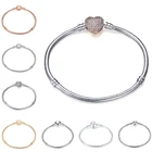 Лидер продаж, базовая цепочка-змея 3 мм с посеребренным покрытием, подходит для брендового браслета, бусины-шармы сделай сам, ювелирные изделия, оригинальный браслет и браслеты для женщин