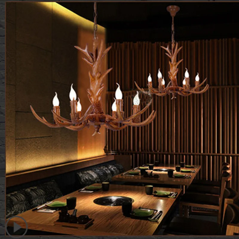 Смола олень подвесной светильник Винтаж светильники для дома Бар комнаты