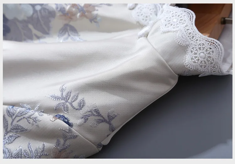 Улучшенный Cheongsam, китайский стиль, Ретро стиль, на пуговицах, свободный, кружевной, с вышивкой, повседневный Топ Cheongsam